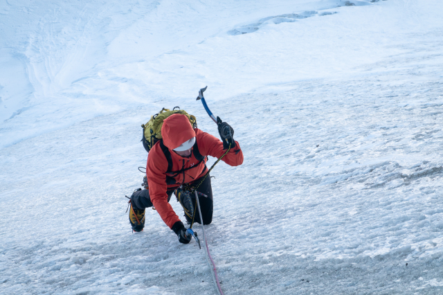 Danny Schoch onderin het Chere couloir